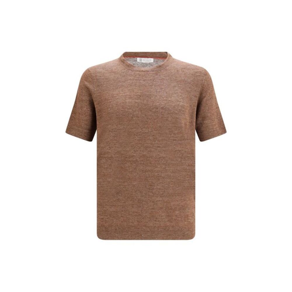 Brunello Cucinelli Brown Linen Men's T-Shirt